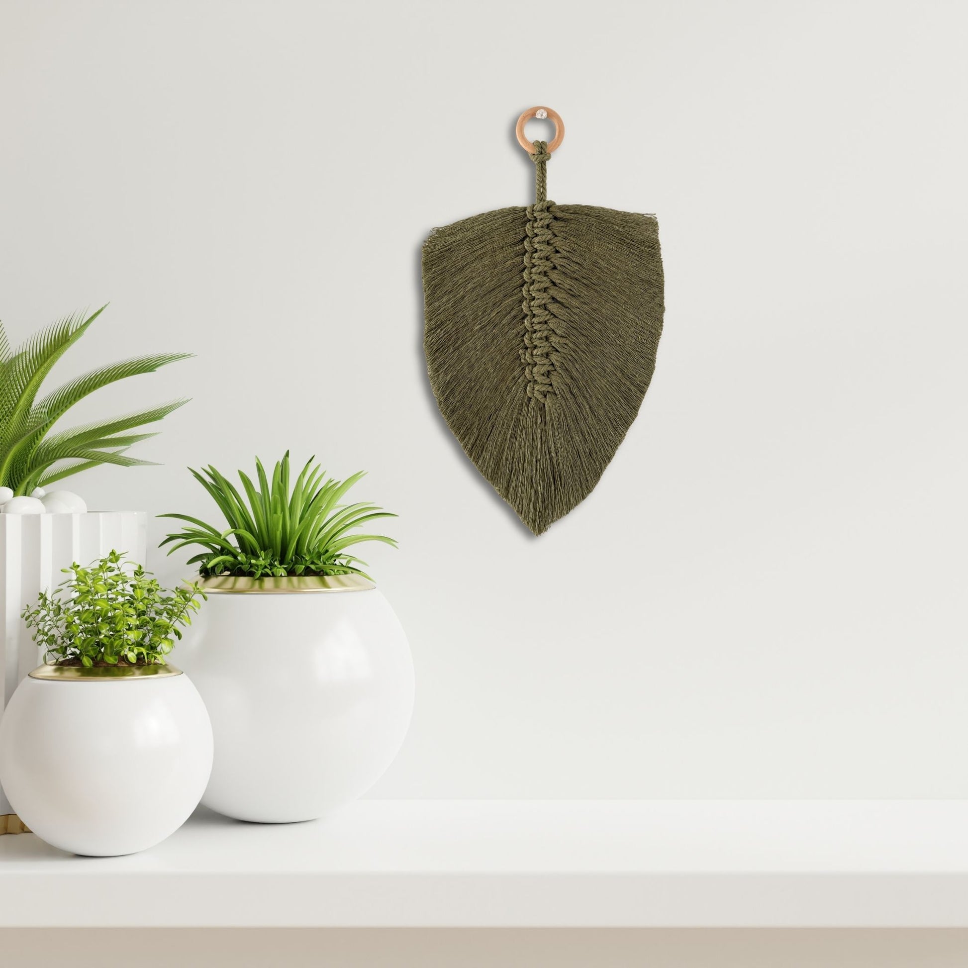 Macramé DIY enkele veer box kaki knopen van Soulknots
