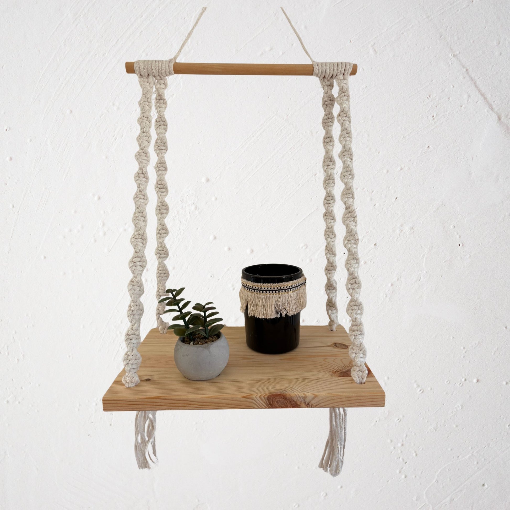 DIY macramé pakket voor beginners en gevorderden, Soulknots wandhanger met plank